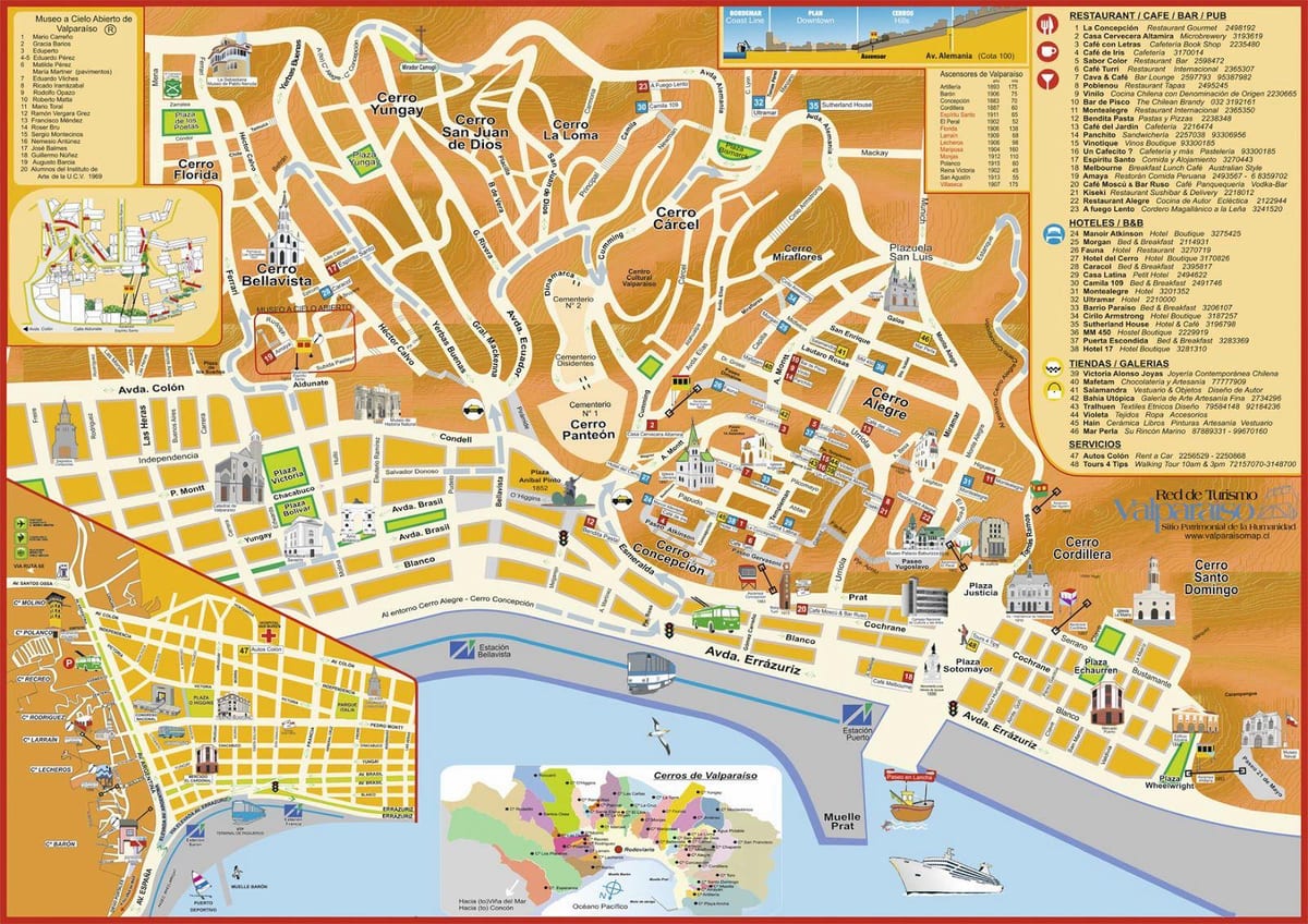পর্যটন মানচিত্রে এর valparaiso, চিলি