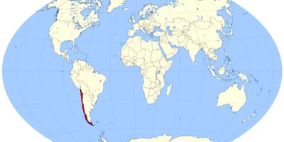 বিশ্বের মানচিত্র দেখাচ্ছে, চিলি